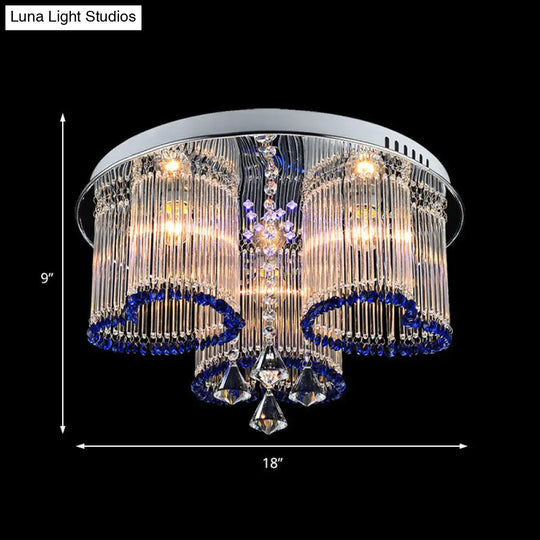 Modern Crystal Ceiling Lamp With Loving Heart Design - 3/5 Lights Blue