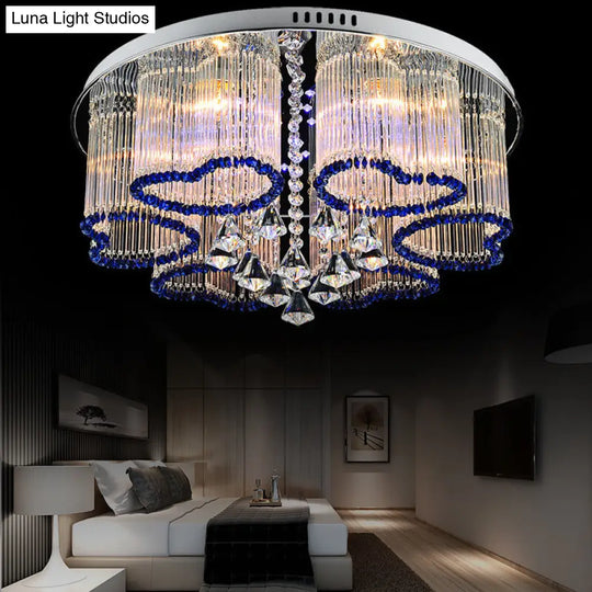 Modern Crystal Ceiling Lamp With Loving Heart Design - 3/5 Lights Blue 6 /