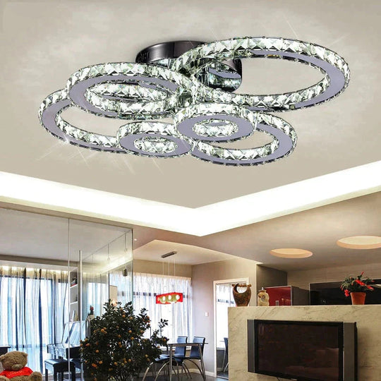 Modern Crystal Ceiling Lights Living Room Luxury Silver Light Bedroom Led Lamps Dining Fixtures
