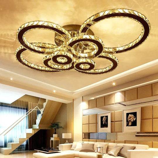 Modern Crystal Ceiling Lights Living Room Luxury Silver Light Bedroom Led Lamps Dining Fixtures