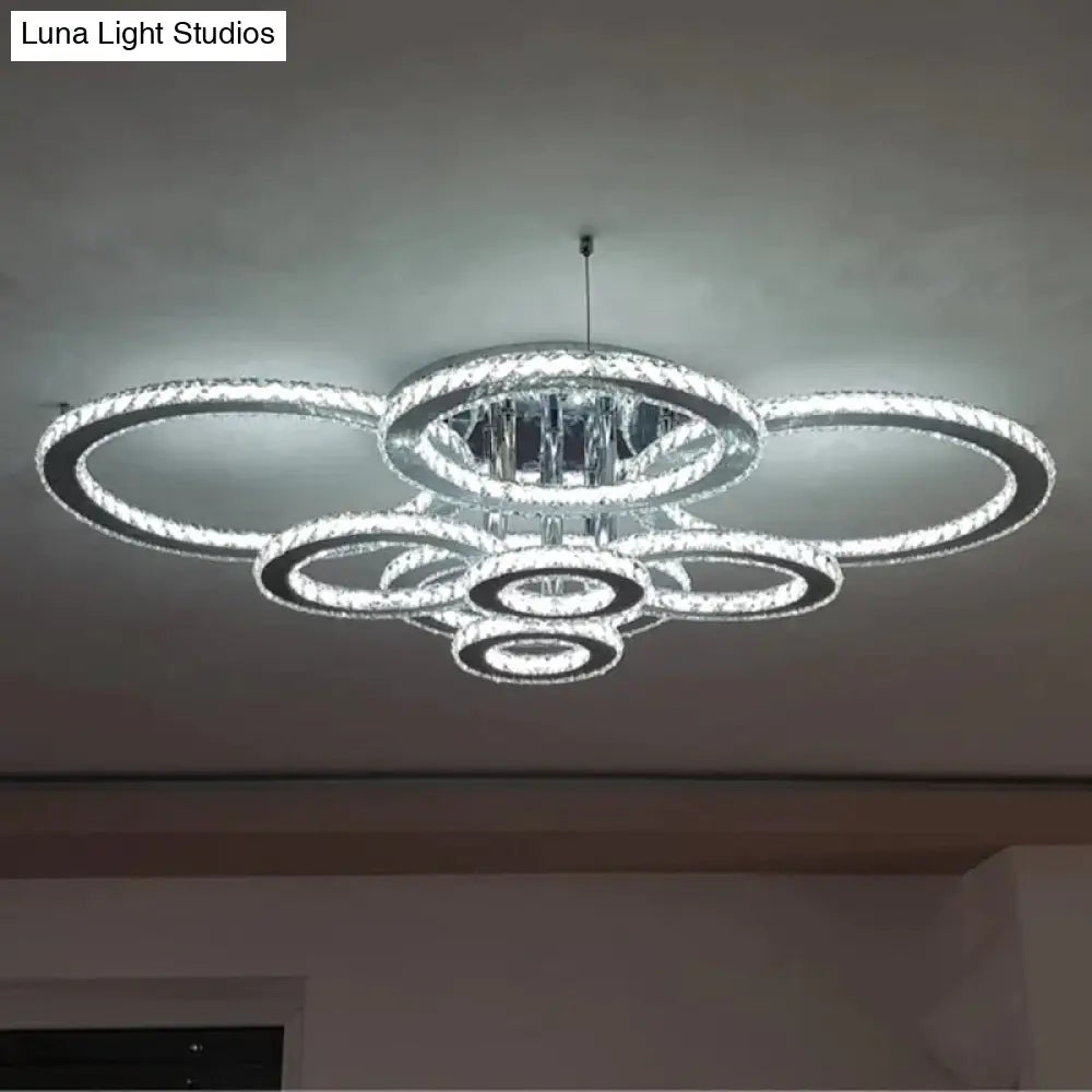 Modern Crystal Ceiling Lights Living Room Luxury Silver Light Bedroom Led Lamps Dining Fixtures