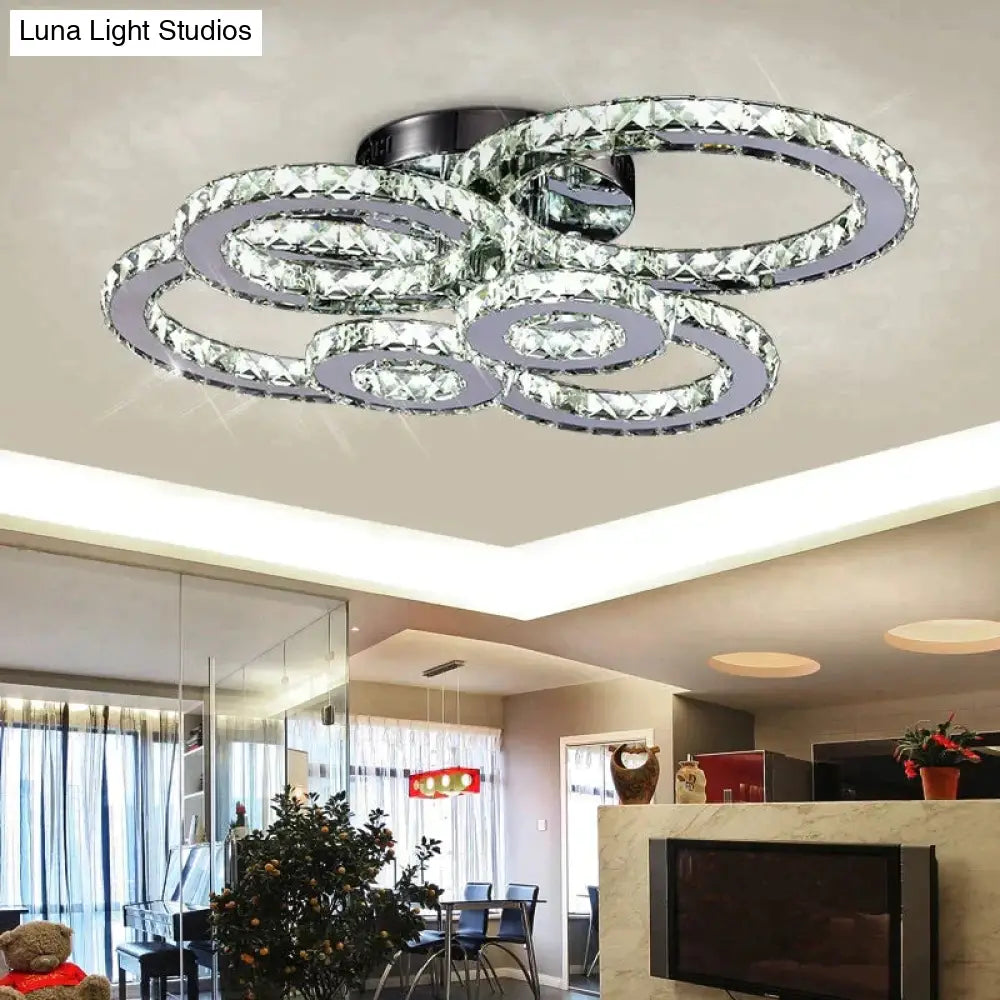 Modern Crystal Ceiling Lights Living Room Luxury Silver Light Bedroom Led Lamps Dining Fixtures