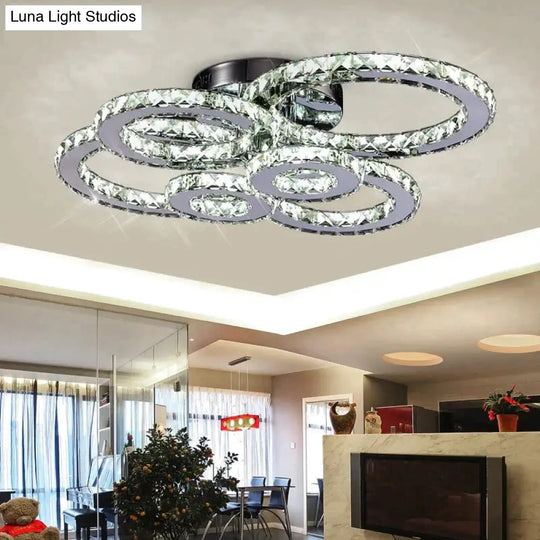 Modern Crystal Ceiling Lights Living Room Luxury Silver Light Bedroom Led Lamps Dining Fixtures