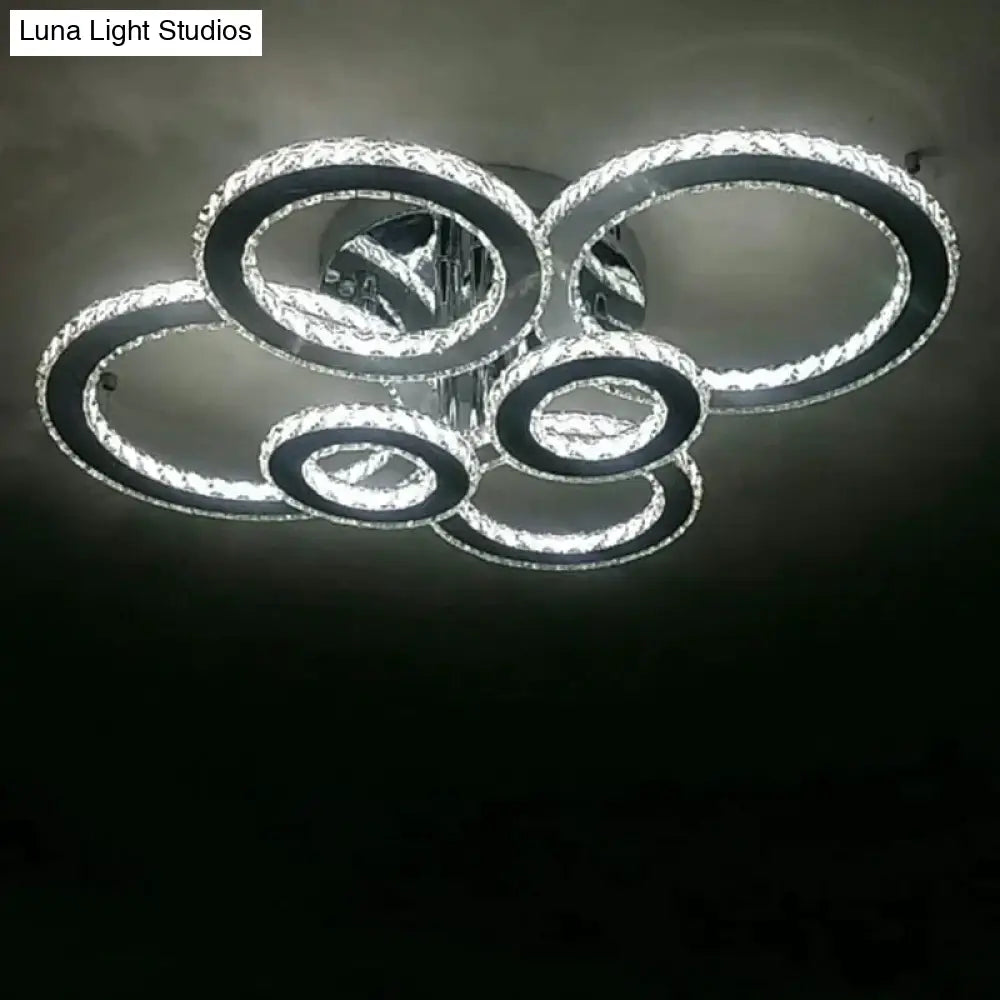 Modern Crystal Ceiling Lights Living Room Luxury Silver Light Bedroom Led Lamps Dining Fixtures