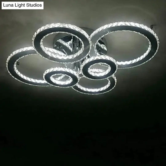 Modern Crystal Ceiling Lights Living Room Luxury Silver Light Bedroom Led Lamps Dining Fixtures