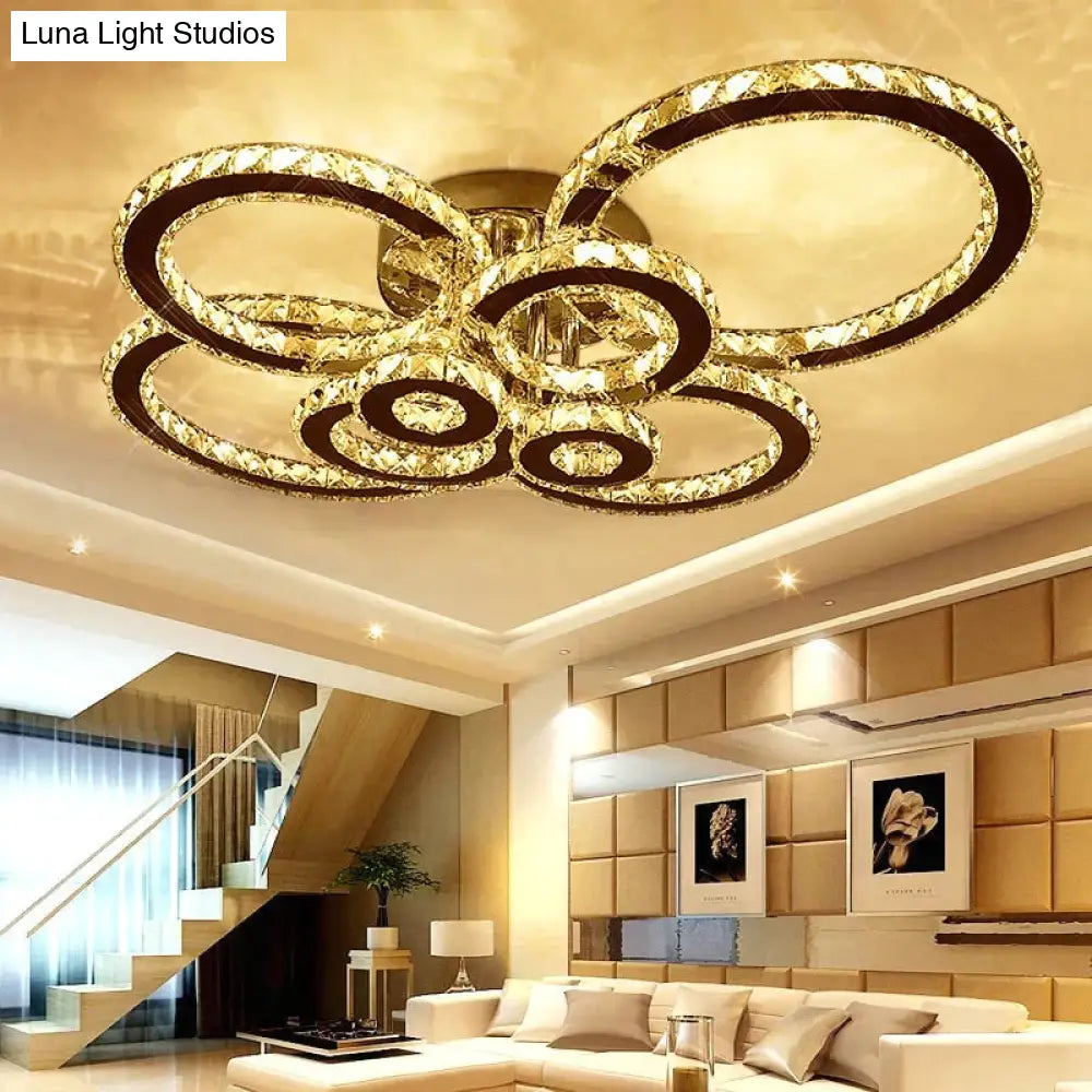 Modern Crystal Ceiling Lights Living Room Luxury Silver Light Bedroom Led Lamps Dining Fixtures