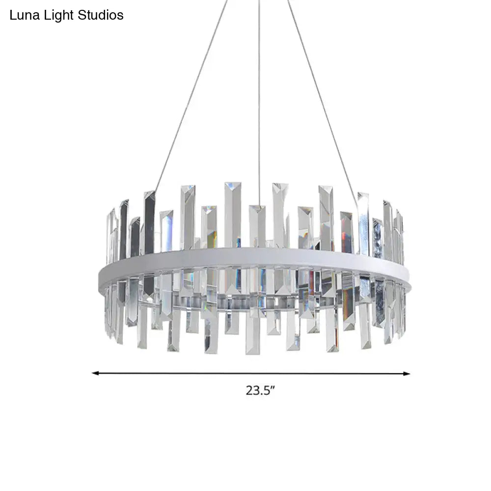 Modern Crystal Chandelier - Circular Pendant Ceiling Light Warm Led 23.5/31.5 Wide