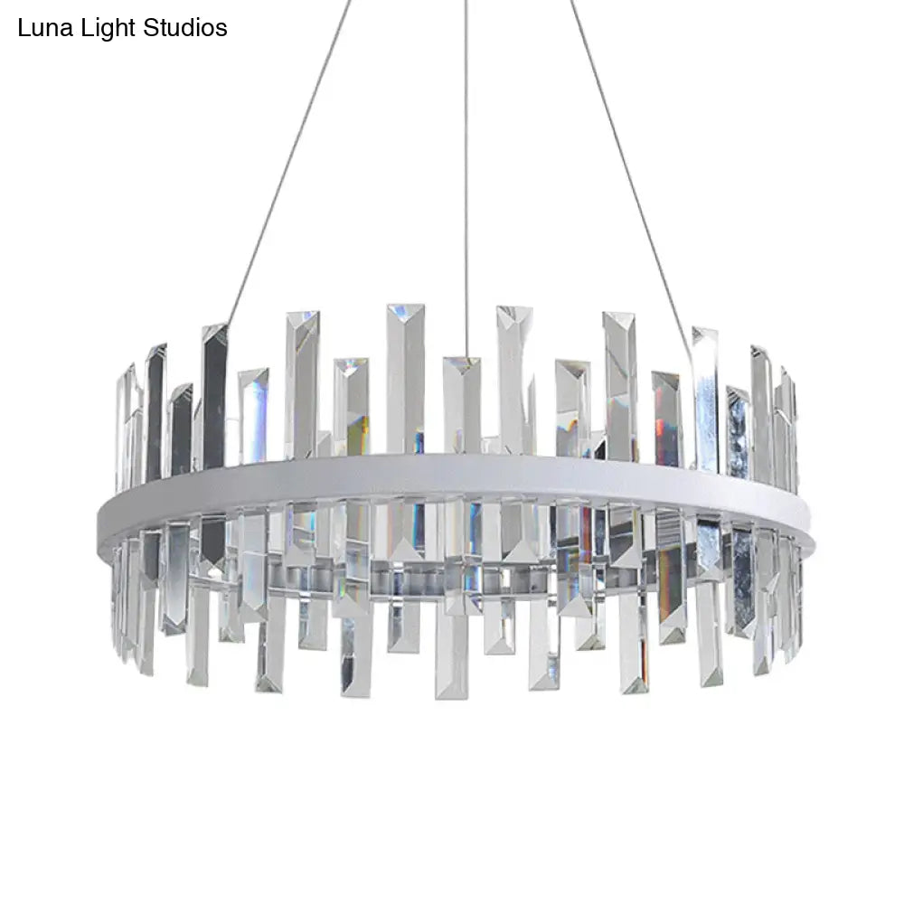 Modern Crystal Chandelier - Circular Pendant Ceiling Light Warm Led 23.5/31.5 Wide