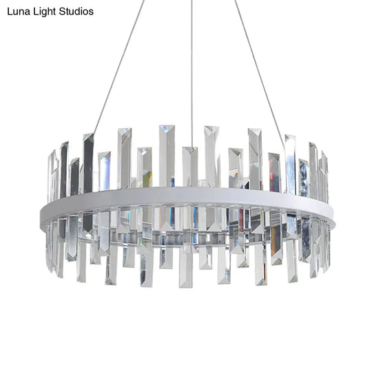 Modern Crystal Chandelier - Circular Pendant Ceiling Light Warm Led 23.5/31.5 Wide