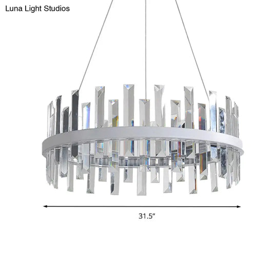 Modern Crystal Chandelier - Circular Pendant Ceiling Light Warm Led 23.5/31.5 Wide