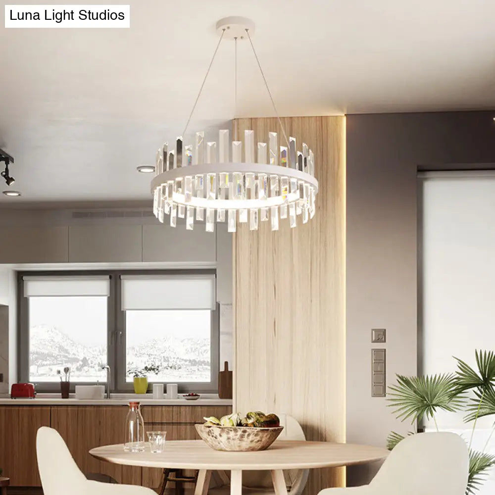 Modern Crystal Chandelier - Circular Pendant Ceiling Light Warm Led 23.5/31.5 Wide