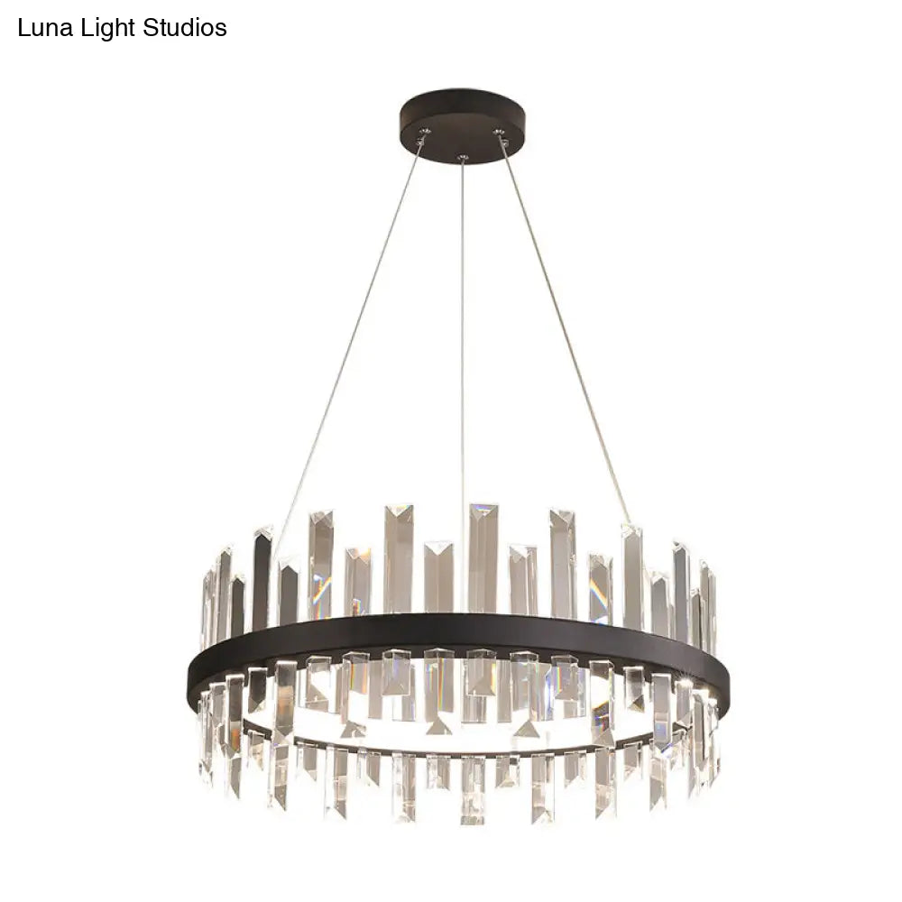 Modern Crystal Chandelier - Circular Pendant Ceiling Light Warm Led 23.5/31.5 Wide