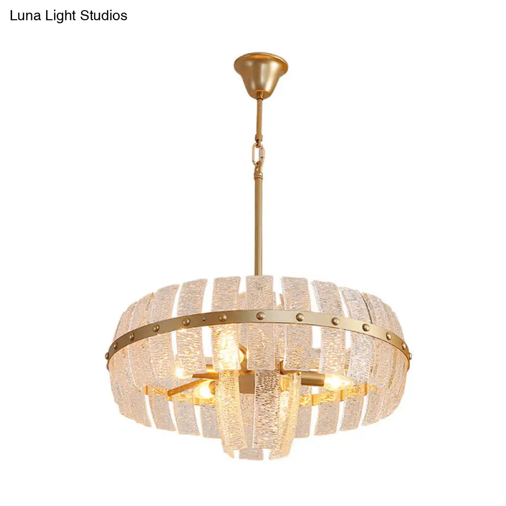 Modern Crystal Chandelier: 6/8 Head Brass Ceiling Light 23.5/31.5 Wide