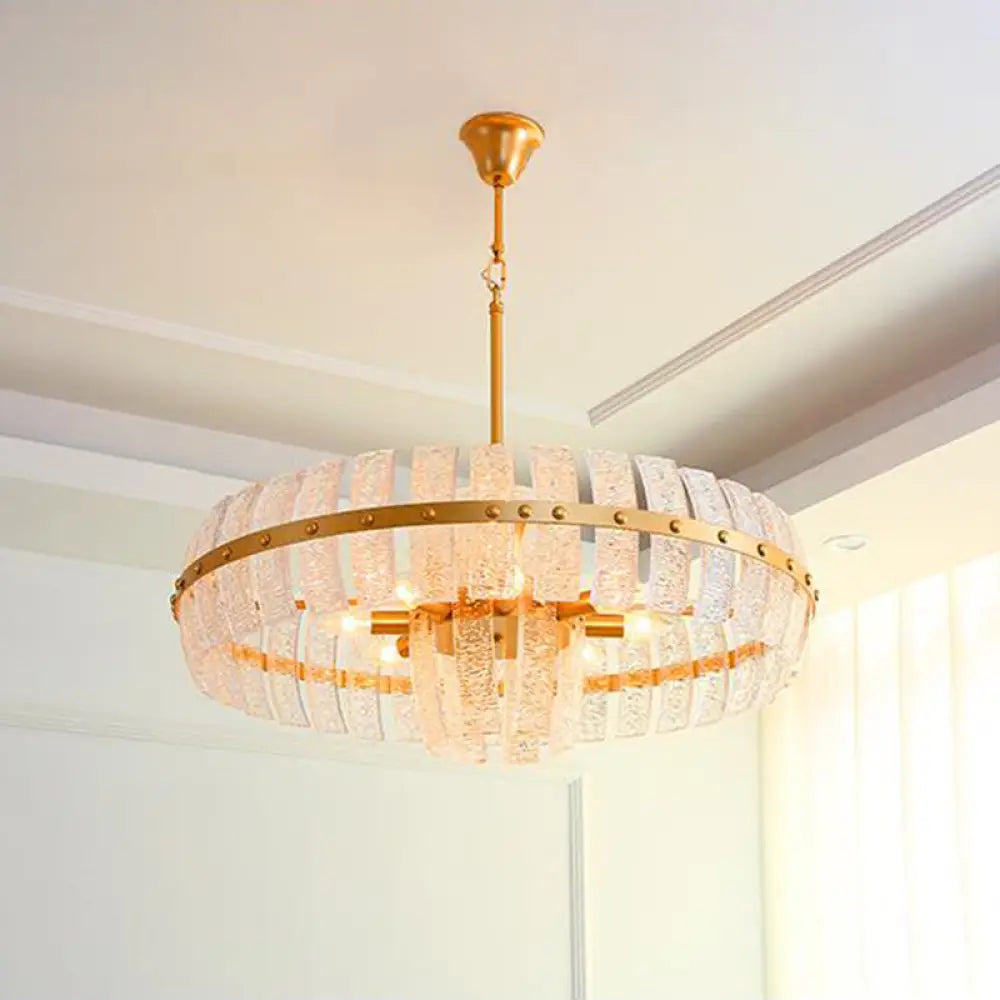 Modern Crystal Chandelier Lamp - Round Brass Ceiling Light 6/8 Heads 23.5’/31.5’ Wide / 31.5’