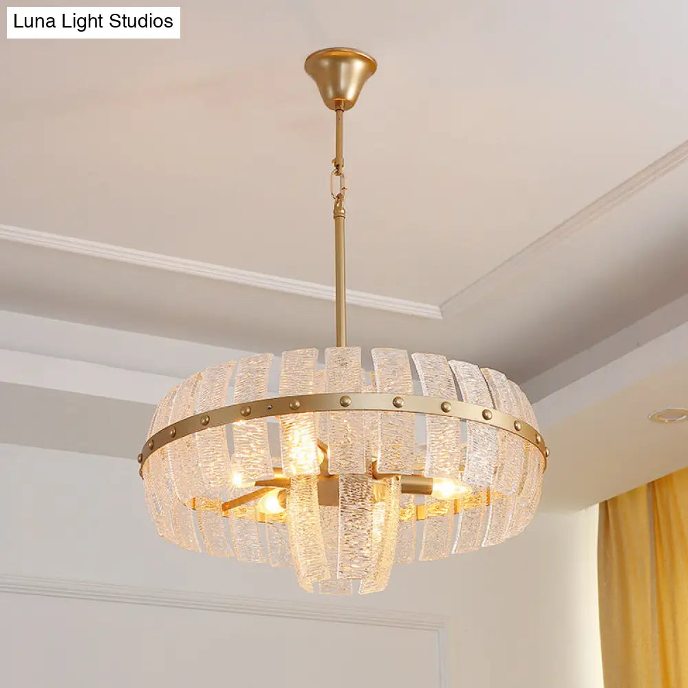 Modern Crystal Chandelier: 6/8 Head Brass Ceiling Light 23.5/31.5 Wide