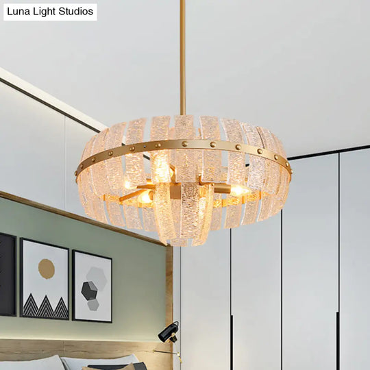 Modern Crystal Chandelier: 6/8 Head Brass Ceiling Light 23.5/31.5 Wide / 23.5