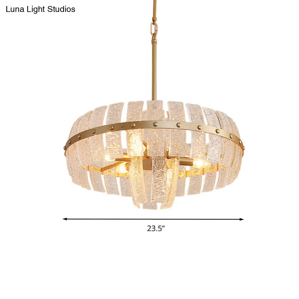 Modern Crystal Chandelier Lamp - Round Brass Ceiling Light 6/8 Heads 23.5’/31.5’ Wide