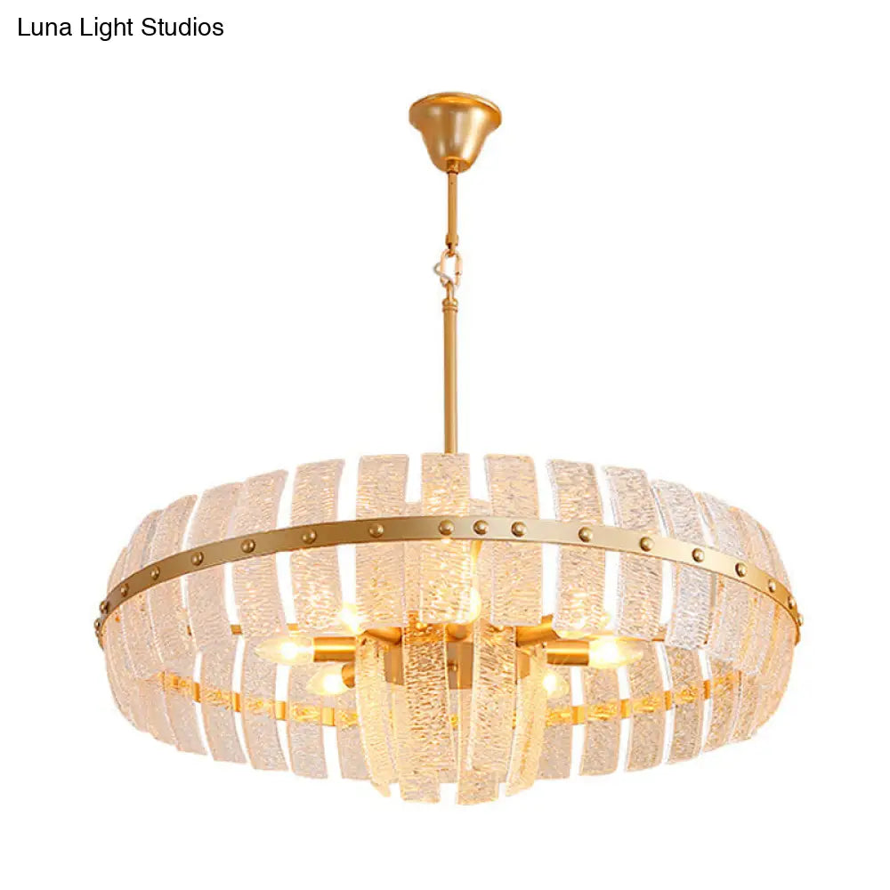 Modern Crystal Chandelier: 6/8 Head Brass Ceiling Light 23.5/31.5 Wide