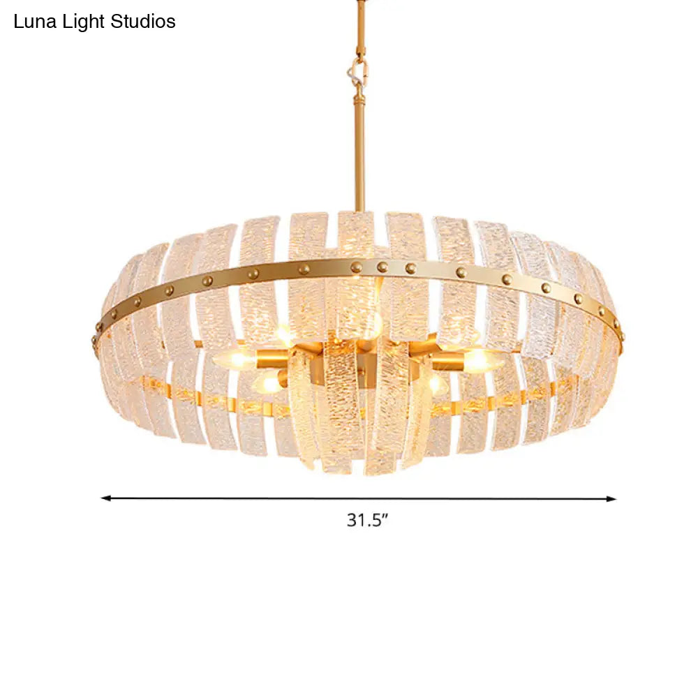 Modern Crystal Chandelier Lamp - Round Brass Ceiling Light 6/8 Heads 23.5’/31.5’ Wide