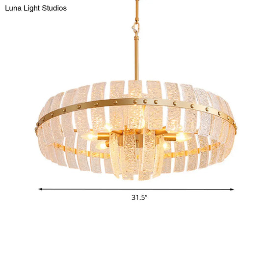 Modern Crystal Chandelier Lamp - Round Brass Ceiling Light 6/8 Heads 23.5’/31.5’ Wide