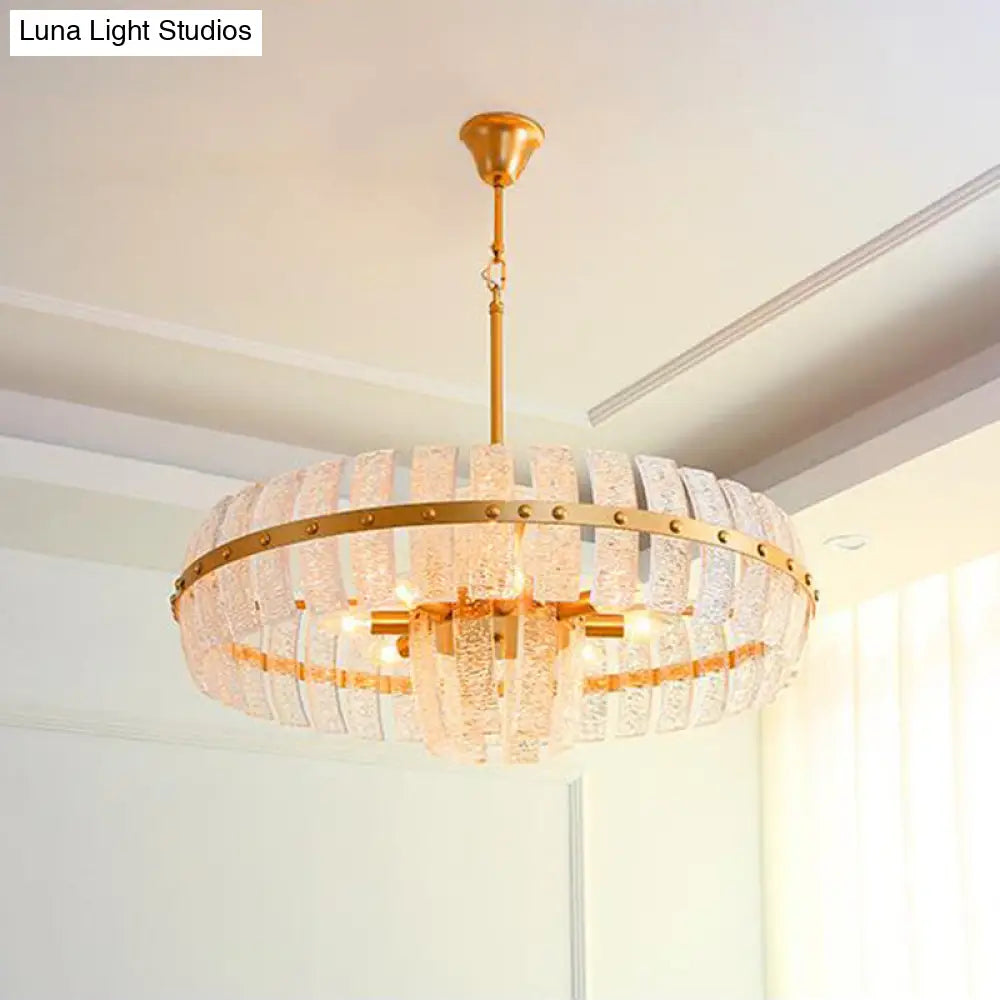 Modern Crystal Chandelier: 6/8 Head Brass Ceiling Light 23.5/31.5 Wide / 31.5