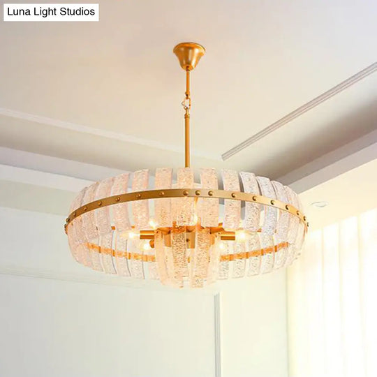 Modern Crystal Chandelier: 6/8 Head Brass Ceiling Light 23.5/31.5 Wide / 31.5