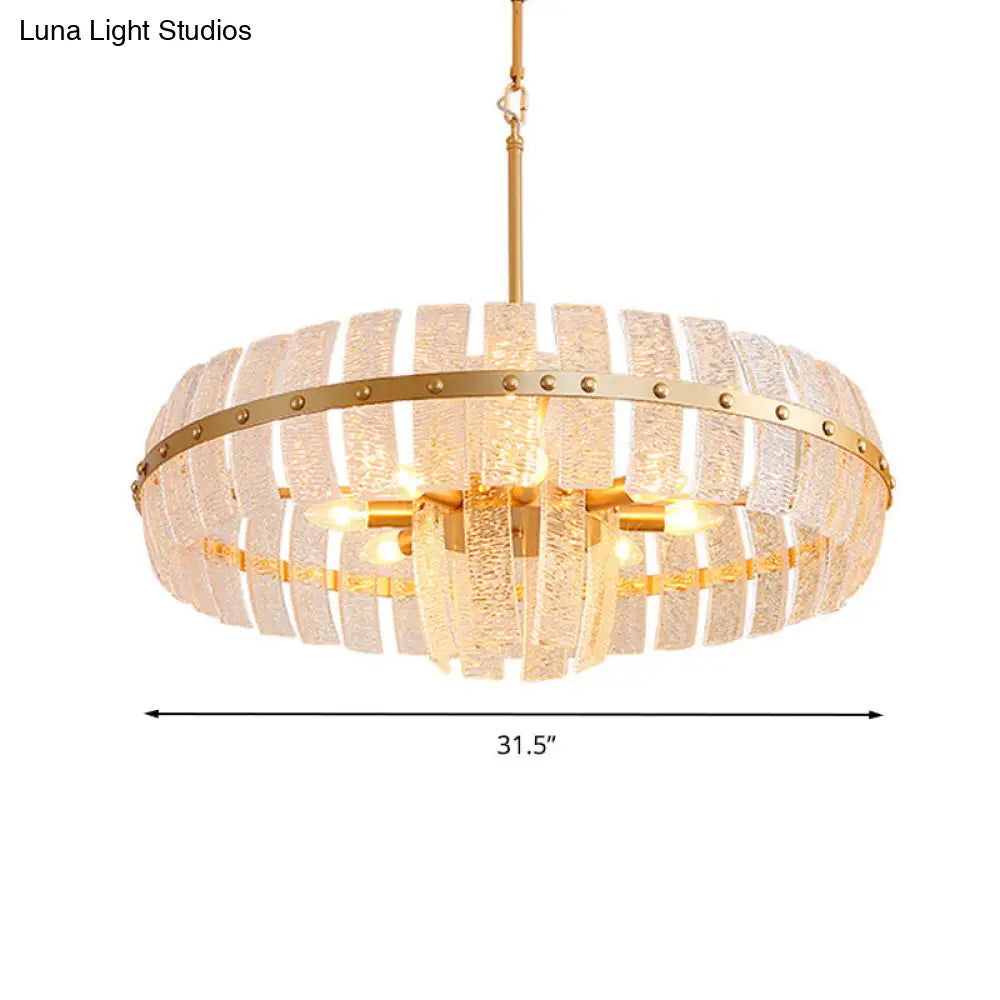 Modern Crystal Chandelier: 6/8 Head Brass Ceiling Light 23.5/31.5 Wide