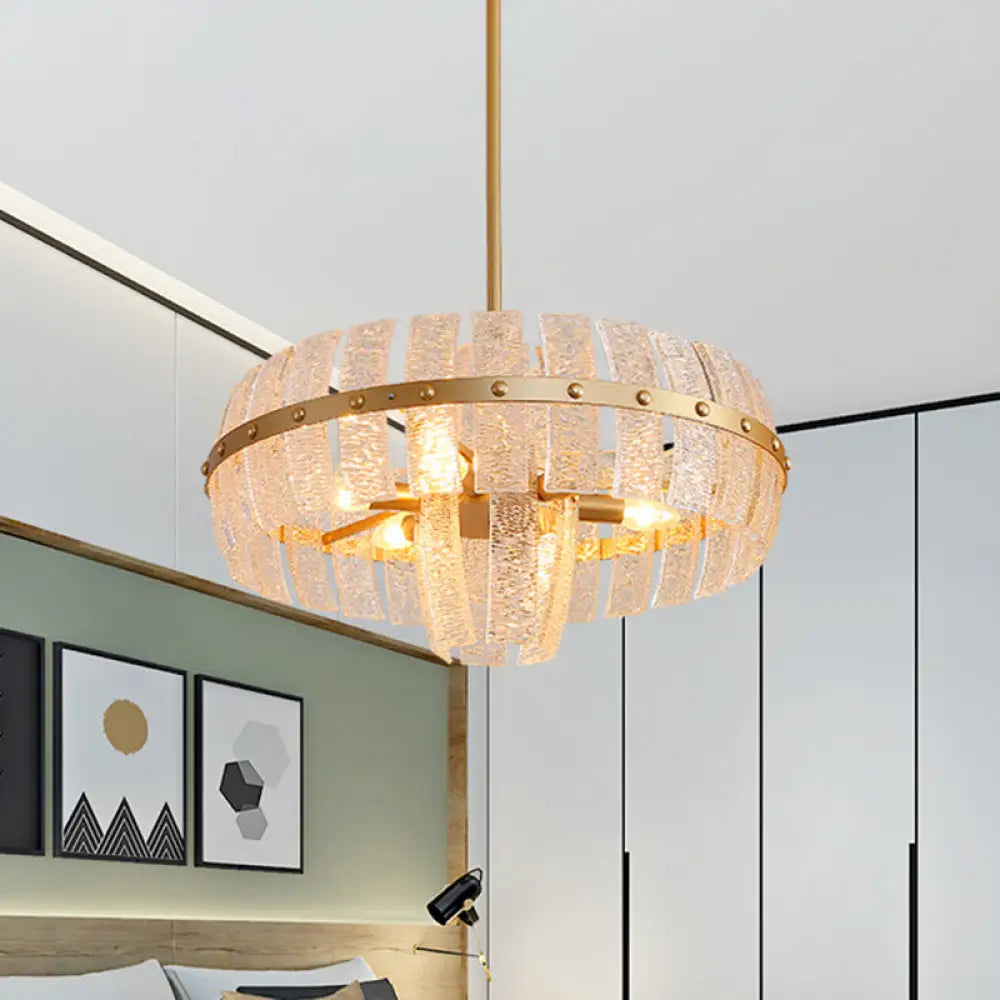 Modern Crystal Chandelier Lamp - Round Brass Ceiling Light 6/8 Heads 23.5’/31.5’ Wide / 23.5’