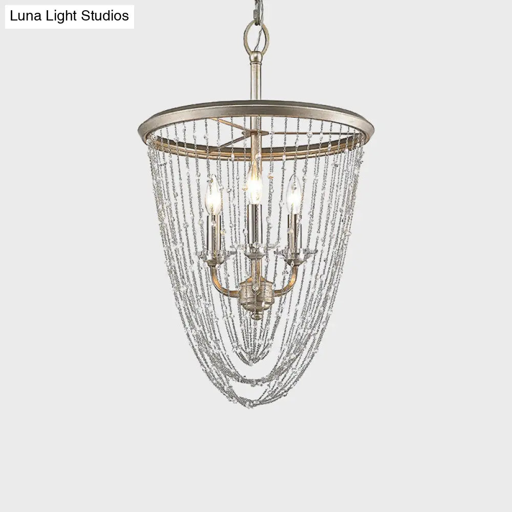 Gold Crystal Chandelier Lamp With 3 Heads - Contemporary Suspension Light