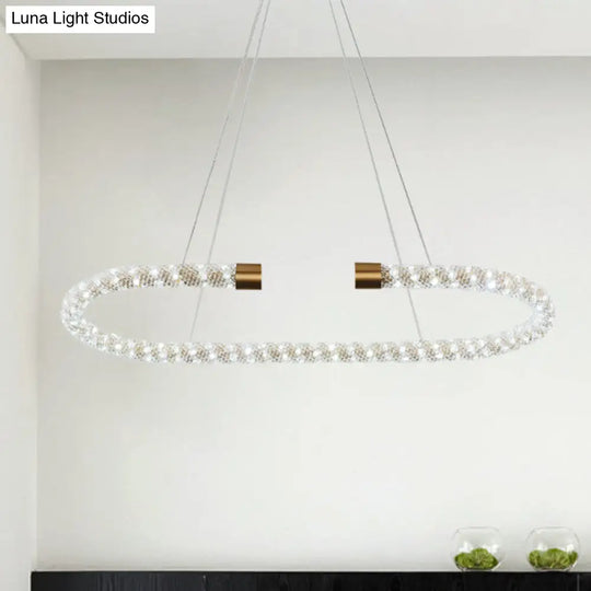 Modern Crystal Chandelier Led Brass Suspended Lighting Fixture In 31.5/39/47 Width