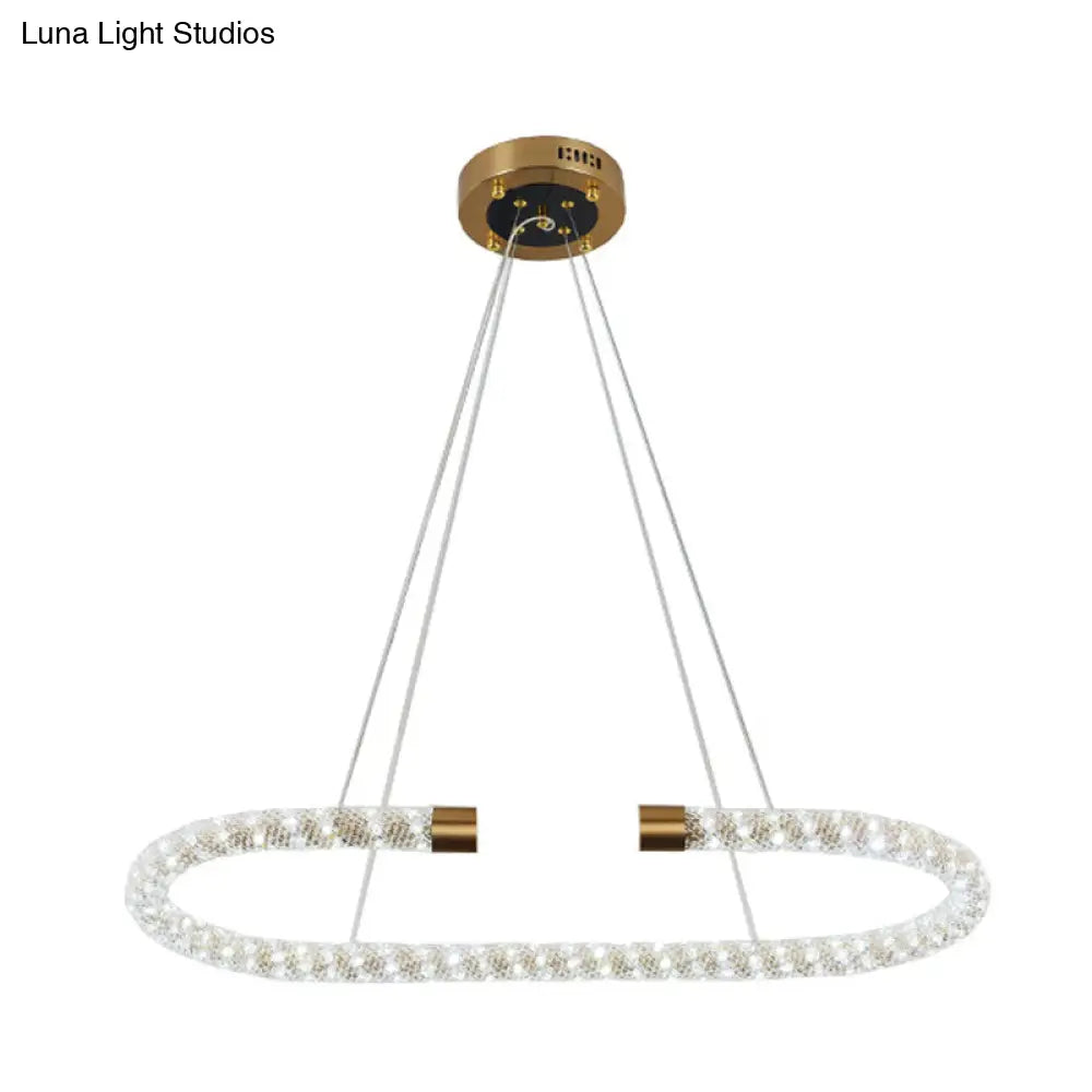 Modern Crystal Chandelier Led Brass Suspended Lighting Fixture In 31.5/39/47 Width