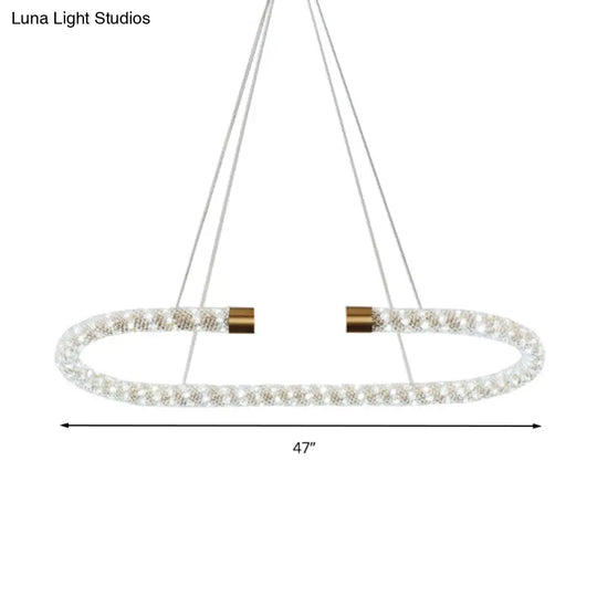 Modern Crystal Chandelier Led Brass Suspended Lighting Fixture In 31.5/39/47 Width