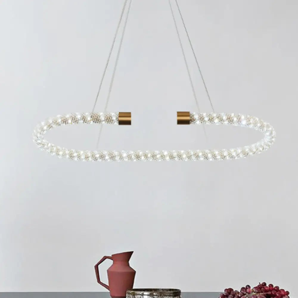 Modern Crystal Chandelier Led Brass Suspended Lighting Fixture In 31.5/39/47 Width / 31.5