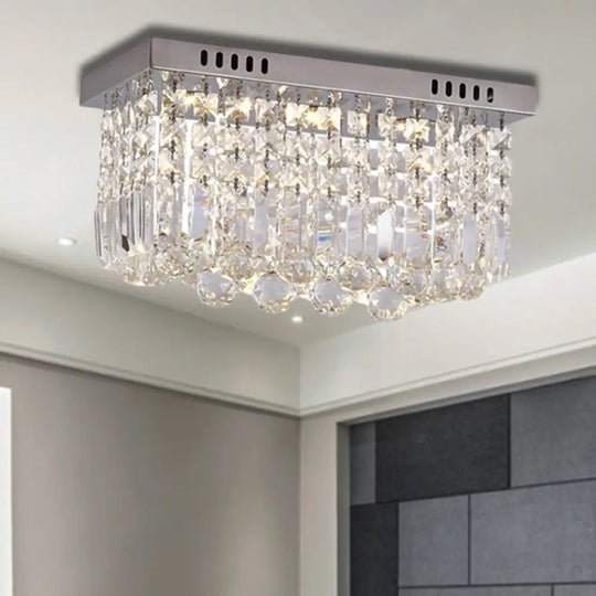 Modern Crystal Chrome Flush Mount Led Ceiling Light - 8’/16’ Cubic/Cuboid For Bedroom / 16’