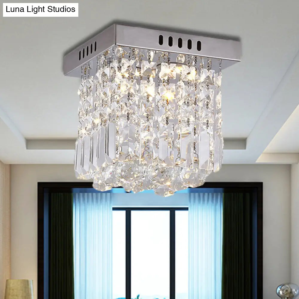 Modern Crystal Chrome Flush Mount Led Ceiling Light - 8/16 Cubic/Cuboid For Bedroom / 8