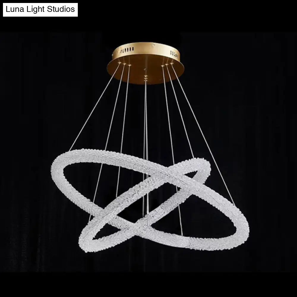 Modern Crystal Pendant Chandelier Light For Restaurants - Sleek Circular Design Clear / 24+31.5