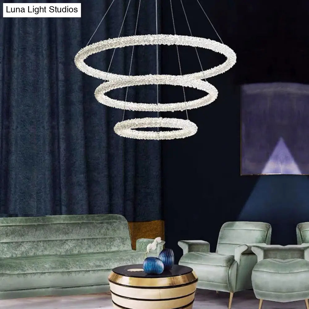 Modern Crystal Circle Chandelier For Restaurants - Pendant Lighting