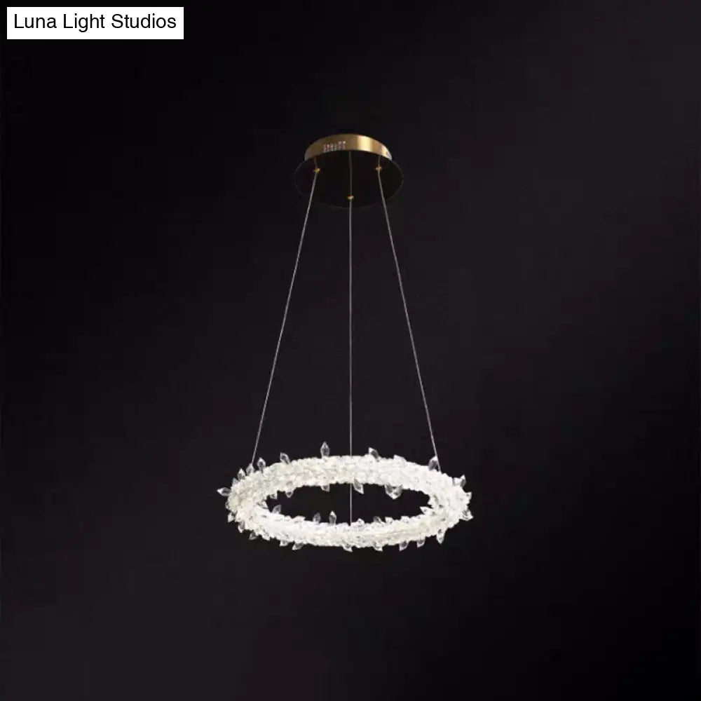 Modern Crystal Pendant Chandelier Light For Restaurants - Sleek Circular Design Clear / 12 With Lace