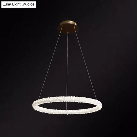Modern Crystal Pendant Chandelier Light For Restaurants - Sleek Circular Design Clear / 31.5