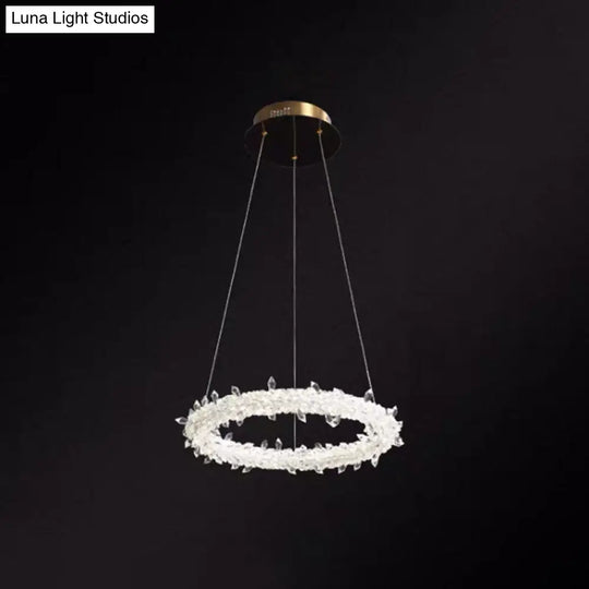 Modern Crystal Pendant Chandelier Light For Restaurants - Sleek Circular Design Clear / 16 With Lace