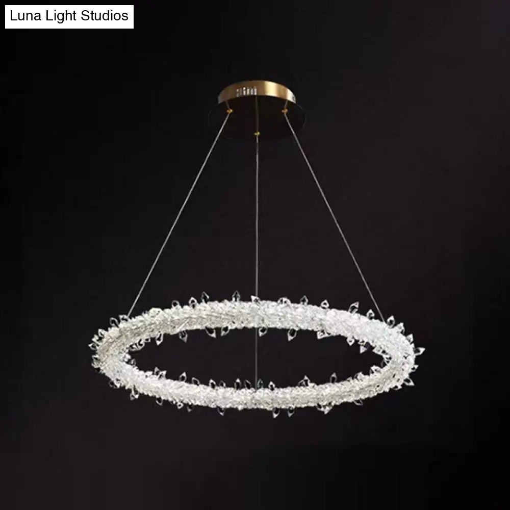Modern Crystal Pendant Chandelier Light For Restaurants - Sleek Circular Design Clear / 23.5 With
