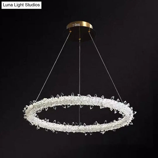 Modern Crystal Pendant Chandelier Light For Restaurants - Sleek Circular Design Clear / 39.5 With