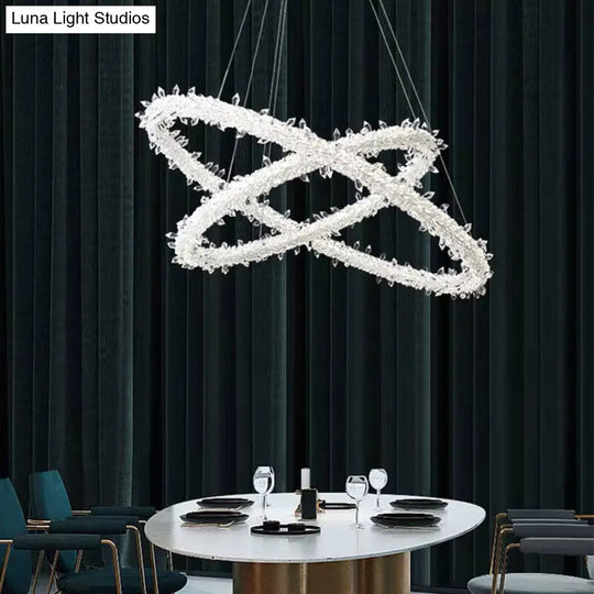 Modern Crystal Pendant Chandelier Light For Restaurants - Sleek Circular Design