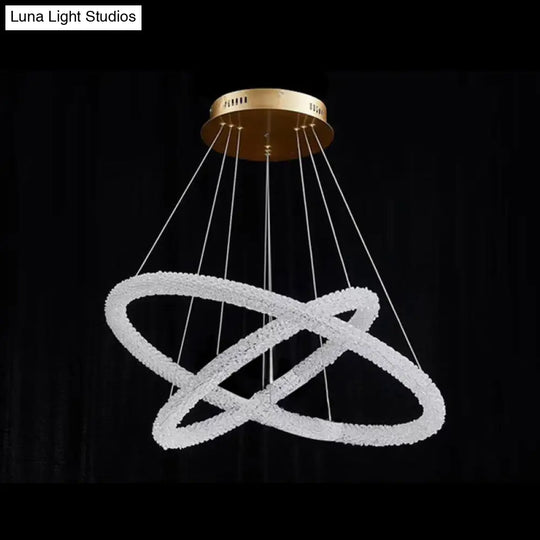 Modern Crystal Pendant Chandelier Light For Restaurants - Sleek Circular Design Clear / 16+23.5