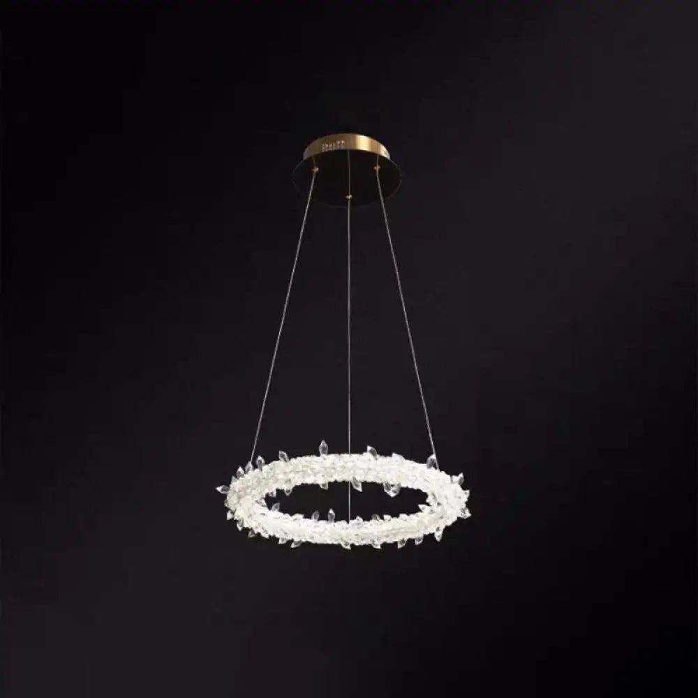 Modern Crystal Circle Chandelier For Restaurants - Pendant Lighting Clear / 12’ With Lace