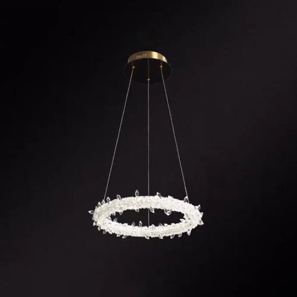 Modern Crystal Circle Chandelier For Restaurants - Pendant Lighting Clear / 16’ With Lace