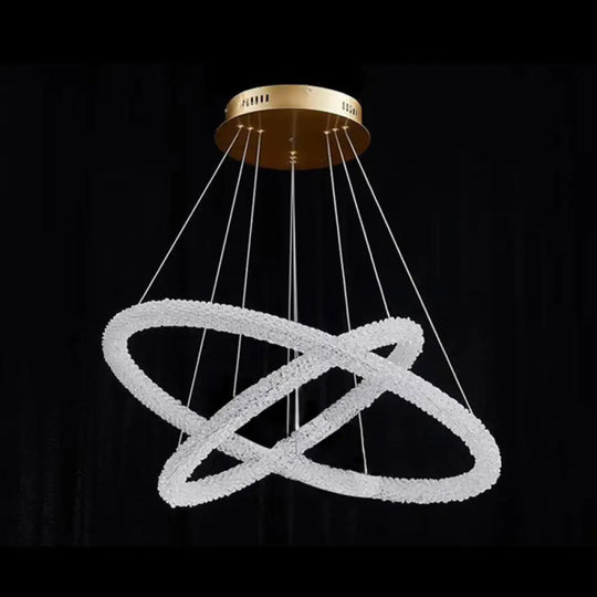 Modern Crystal Circle Chandelier For Restaurants - Pendant Lighting Clear / 24’ + 31.5’ Circline