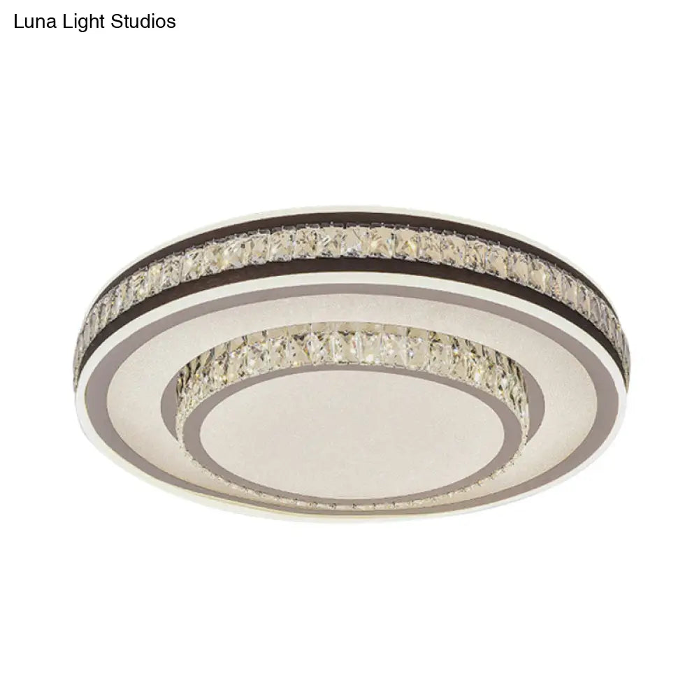 Modern Crystal Circle Flushmount Ceiling Light With Led - Black 2 - Layer Flush