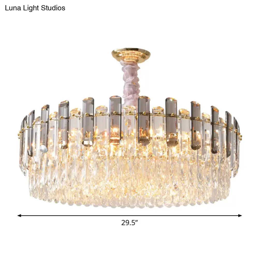 Modern Crystal Circular Living Room Pendant Chandelier - 5/12/18-Light Gold Hanging Light