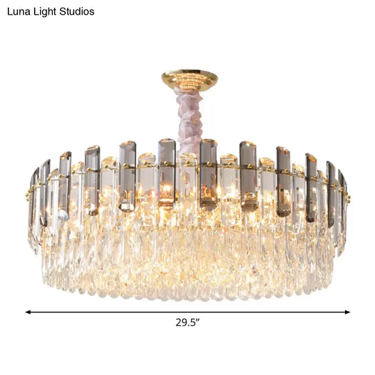 Modern Crystal Circular Living Room Pendant Chandelier - 5/12/18-Light Gold Hanging Light